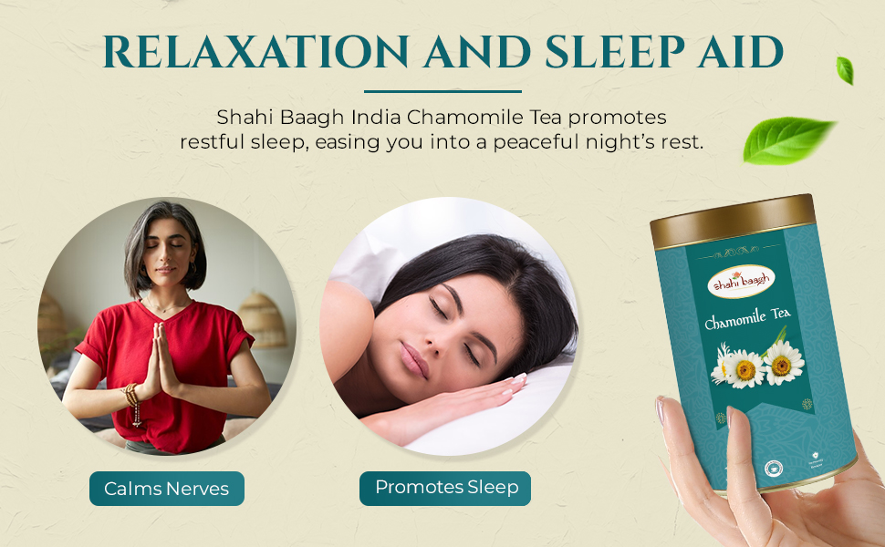 Chamomile tea for relaxation & sleep aid banner